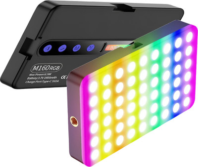 BROLAVIYA LED Color RGB Light, 1800mAh Rechargeable, Dimmable, 3 Cold Shoe, 1/4 Screw Hole 1250 lx Camera LED Light