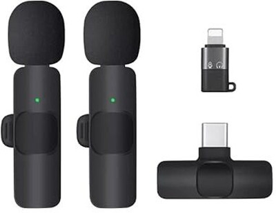 FAVSTORE K9 Dual Wireless Microphone Plug &Collar Mic for Vlogging Microphone