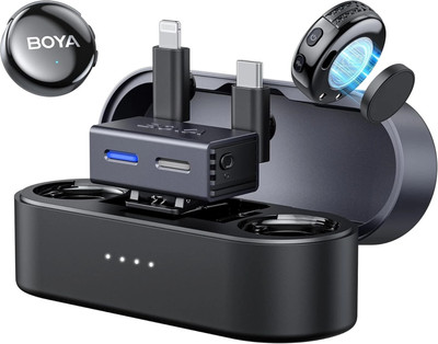 BOYA BOYALINK 3 AI Powered Button Sized Microphone for iPhone/Android/Camera/DSLR Camera Microphone