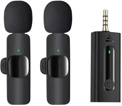 RelElseTech K35 /K9 3.5mm AUX Dual Mic with Receiver for DSLR, Live, Vlog, YouTube, Speaker Camera Microphone