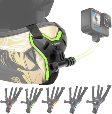 Action Pro Helmet Strap Camera Mount(Helmet Chin Mount Strap For All Smartphones GoPro 12 11 10 9 8 7 6 5 4 (Green))