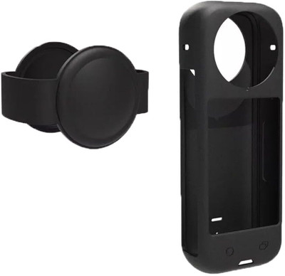 Action Pro Body Grip Camera Mount(Silicone Protective Cover Lens Cap Compatible with Insta-360 X4 Accessory (Black)