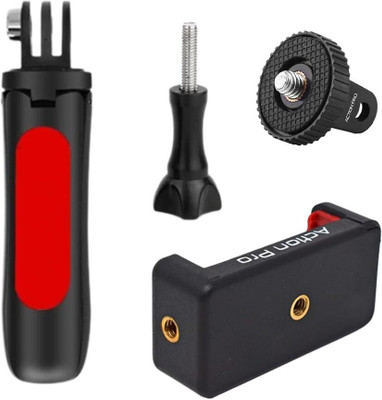 Action Pro Body Grip Camera Mount(MP-3 Shorty Mini Extension Pole Tripod with Mobile Tripod Holder (Red))