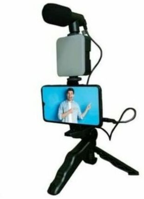 APSOLIGHT Vlogging Kit forVideo Making with Bluetooth|Mic|LEDLight|mobileholderTripod Tripod(Black, Supports Up to 1600 g)