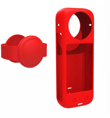 Action Pro Body Grip Camera Mount(Silicone Protective Cover Lens Cap Compatible With Insta-360 X4 Accessory (Red))
