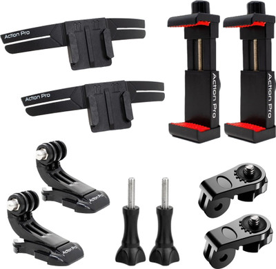 Action Pro Helmet Grip Camera Mount(Helmet Chin Mount Strap For All Smartphones GoPro, SJCAM, Insta 360 (Pack Of 2))