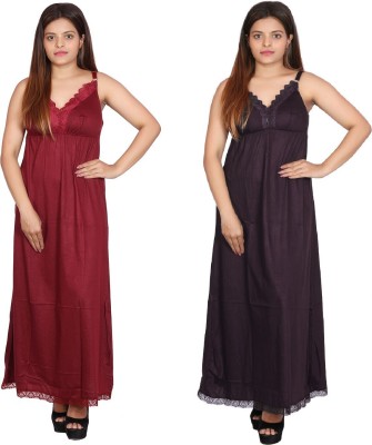 Rylie Women Nighty Set(Maroon, Brown)