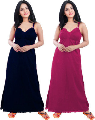 UNIQUE COLLECTONS Women Nighty(Black, Maroon)