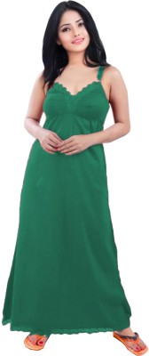 UNIQUE COLLECTONS Women Nighty(Green)