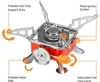 BLACK MIRROR Gas Camp Stove(Foldable Stainless Steel, Aluminium)