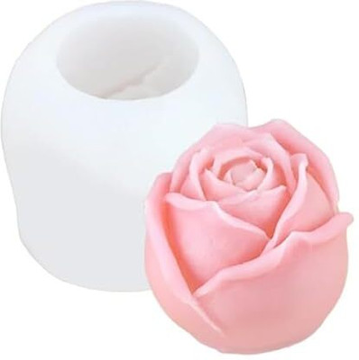 LEGACYCART Silicone Fondant & Gum paste Mould Silicone 3D Rose Flower Candle Mold Rose Shape for Candle Making Scented Wax Melts Home Decoration Candles Resin Casting DIY Mold Homemade Soap Mold Chocolate Cake Baking Moulds(Pack of 1)