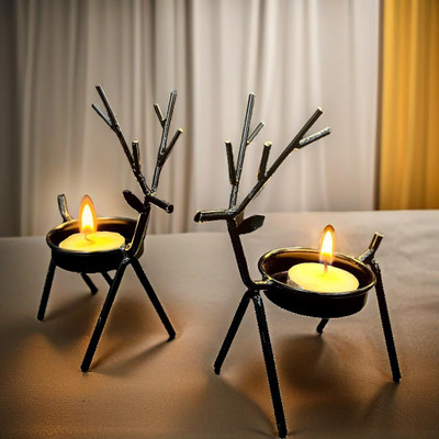 Akaar Akaar Decor’s Iron Reindeer Tealight Candle Holders For Rs. 179 @ 64 %