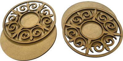 Urjart MDF Royal Swirl Tea Light Candle Holder for Painting, Craft Wooden 10 - Cup Tealight Holder(Beige, Pack of 10)