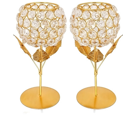 Shadilmalik Candle holder Iron 0 - Cup Tealight Holder Set(Gold, Pack of 2)
