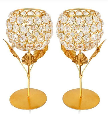 Option Gallery Candle Holder Gift Boxes candle stand gift items for wedding Iron 2 - Cup Candle Holder Set(Gold, Pack of 2)