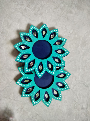 Urjart MDF Elegant Bloom Tea Light Candle Holder for Painting, Craft Wooden 10 - Cup Tealight Holder(Beige, Pack of 10)