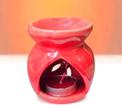 Anurudh diffuser set &10 ml aroma oils and 2 candles with a misty fresh scent13 Ceramic Tealight Holder(Red, Pack of 1)