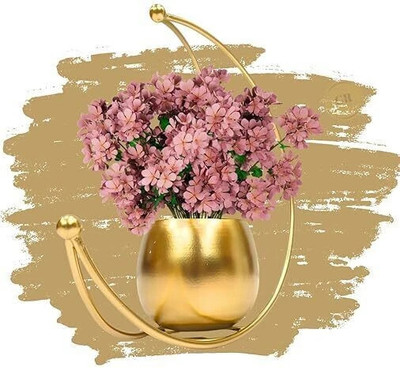 GRHANDICRAFTS Designer Moon Shape Vase Gold Metal (Size: 26X26) Iron 1 - Cup Tealight Holder(Gold, Pack of 1)
