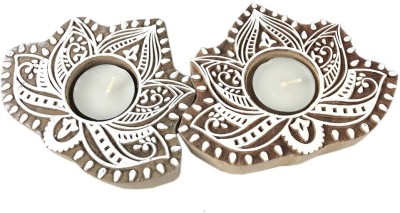 Anant creations ac-leftlight-23 Wooden 1 - Cup Tealight Holder(Brown, Pack of 2)