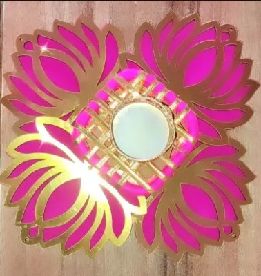 AtheenaAris Lotus tealight candle Holder Floor Decoration Rangoli Puja Decor|Lotus Diya Wooden, Aluminium, Copper 1 - Cup Tealight Holder(Red, Pink, Gold, Pack of 1)