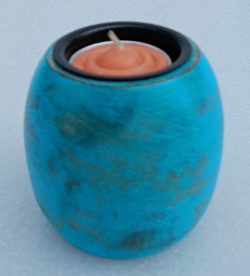 OnlineCraft wooden tealight holder Wooden 1 - Cup Tealight Holder Set(Blue, Pack of 1)