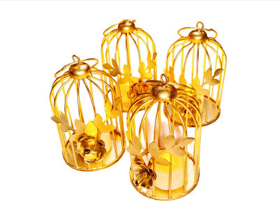 SUFI ART HANDICRAFT CANDLE HOLDER Iron 4 - Cup Tealight Holder(Gold, Pack of 4)