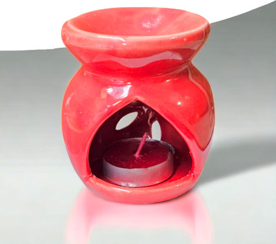 Anurudh diffuser set &10 ml aroma oils and 2 candles with a misty fresh scent43 Ceramic Tealight Holder(Red, Pack of 1)