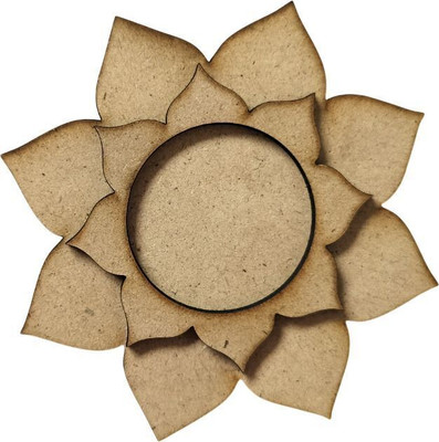 Urjart MDF Tea Light Layered Floral Candle Holder for Painting, Craft Wooden 6 - Cup Tealight Holder(Beige, Pack of 6)