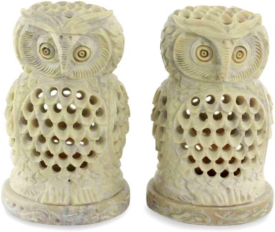 AuM Owl Shape Tea Light Holder for Home Decor Marble 1 - Cup Tealight Holder(Multicolor, Pack of 2)