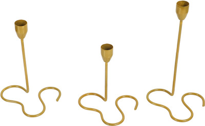 Amaya Decors Metal Wired Candle Stand Set of 3 Iron 3 - Cup Candle Holder Set(Gold, Pack of 2)