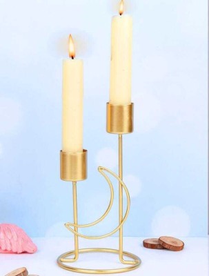 EVERYTHING EXPORTS Metal Candlestick Desktop Pillar Candle Holder Gold Plated 2 - Cup Candle Holder(Gold, Pack of 1)