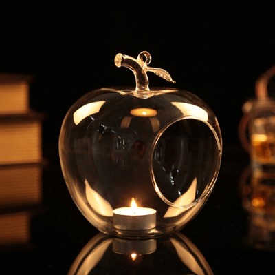 TIED RIBBONS Apple shaped Tealight candle holder for Diwali lighting Glass 1 - Cup Tealight Holder(Clear, Pack of 1)