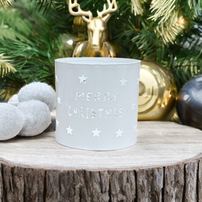 DIACRAFT Iron Candle Holder(White, Pack of 1)