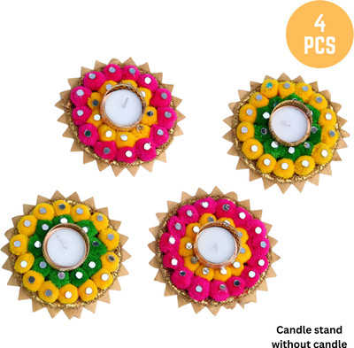 FiftyOne Hub Tealight Candle Holder Brass, Gold Plated 1 - Cup Tealight Holder Set(Multicolor, Pack of 4)