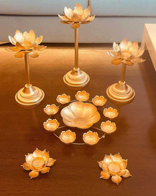 AAN combo of rangoli Iron 3 - Cup Candle Holder Set(Gold, Pack of 6)