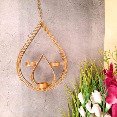 Apkamart TeaLight Holder Hanging | Candle Holders Stand Wall Mount Iron Tealight Holder(Gold, Pack of 1)