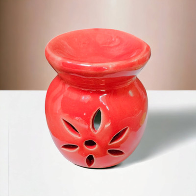 Anurudh diffuser set &10 ml aroma oils and 2 candles with a misty fresh scent86 Ceramic Tealight Holder(Red, Pack of 1)