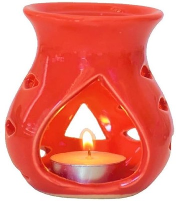 ME&YOU Beautiful Ceramic Aroma Diffuser | Burner for Home & Office Fragrance-IZ-10 Ceramic 1 - Cup Candle Holder Set(Red, Pack of 1)