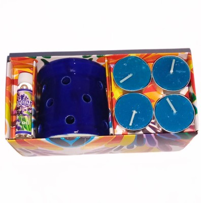 Jcg Ceramic Aroma Diffuser set Ceramic 2 - Cup Tealight Holder Set(Blue, Pack of 4)