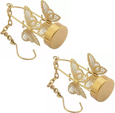 Eliq Beautiful Handcrafted Metal Butterfly Shape Wall Hanging Tealight Candle Holder Brass Tealight Holder For Home & Balcony Brass Tealight Holder Set(Gold, Pack of 2)