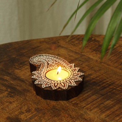 Anant creations ac-keritlight-04 Wooden 1 - Cup Tealight Holder(Brown, Pack of 1)