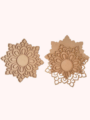 Urjart Artisan Bloom Candle Holder for Painting, Craft, Wooden 6 - Cup Tealight Holder(Beige, Pack of 6)