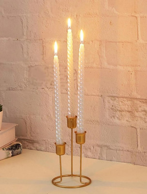 bhhandicrafts Golden Metal Iron 3 Tealight Candle Holder & Stands Diwali Decoration Item Gifts Iron 1 - Cup Candle Holder(Gold, Pack of 1)