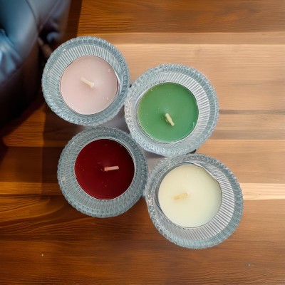 The Boom bath Glass Tealight Holder Set(Multicolor, Pack of 4)