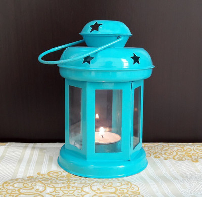 eCraftIndia Lantern Decoration with Aluminium Tealight Holder(Blue, Pack of 1)
