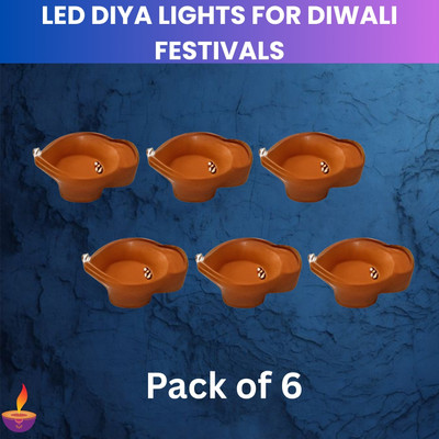 Guggu Water Sensor Diyas Electric Flameless LED Candle Light for Home Décor/DiwaliT28 Candle(Brown, Pack of 6)