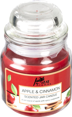 Pan Aromas Jar Glass Candle with Lid - Apple & Cinnamon Candle(Red, Pack of 1)
