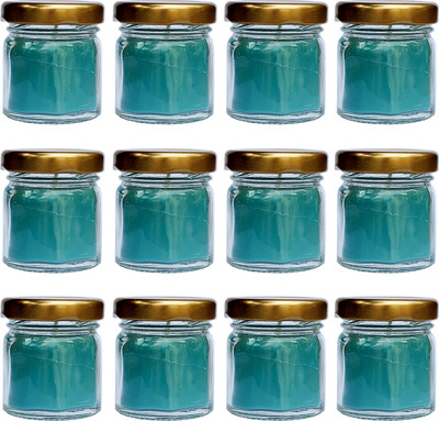 PIC Handpourd Evergreen Forest Scented Mini Jar Wax Candle(Grey, Pack of 12)