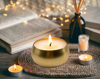 Garden King Gold Metal Tin Scented Candle for Home Décor(Pack of 1, Golden) Candle(Gold, Pack of 2)