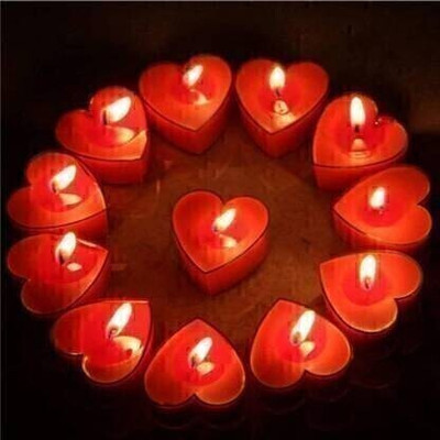 Casemet Heart Shaped Red Candles scented Pack 10/ T light Heart Shape Candles Candle(Red, Pack of 10)